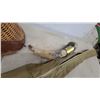 Image 8 : Vintage Wicker and Leather Fishing Creel, Canvas Bag, Reels, Rod Case, Powder Horn and More