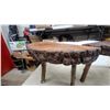 Image 8 : Pair of Rustic Handmade Live-Edge Wood Standswith Natural Bark Edge and Branch Legs 20 x 33 x 15"