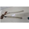 Image 4 : Sledgehammer with Wooden Handle and Axe with Wooden Handle and Red and Yellow Painted Head