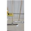 Image 3 : Two Industrial Floor Squeegees with Long Wooden Handles and Wide Metal Frames with Rubber Blades