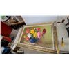 Image 1 : Original Impasto Oil Painting Floral Still Life in Blue Vase Signed Merry, Ornate Gold Frame