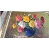 Image 2 : Original Impasto Oil Painting Floral Still Life in Blue Vase Signed Merry, Ornate Gold Frame