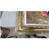 Image 3 : Original Impasto Oil Painting Floral Still Life in Blue Vase Signed Merry, Ornate Gold Frame