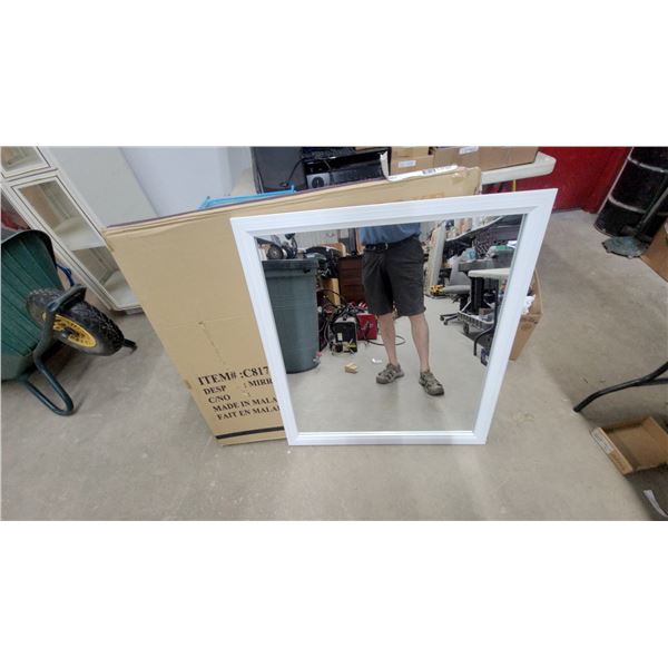 2x White-Framed Wall Mirror, Model C8170A-050 35 x 39"