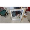 Image 1 : White Ribbed-Frame Wall Mirror, Model CB170A-050, Made in Malaysia 35 x 39"