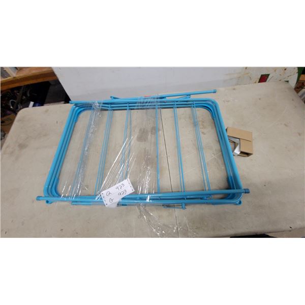 Foldable Multi-Tiered Blue Tubular Metal Clothes Drying Rack