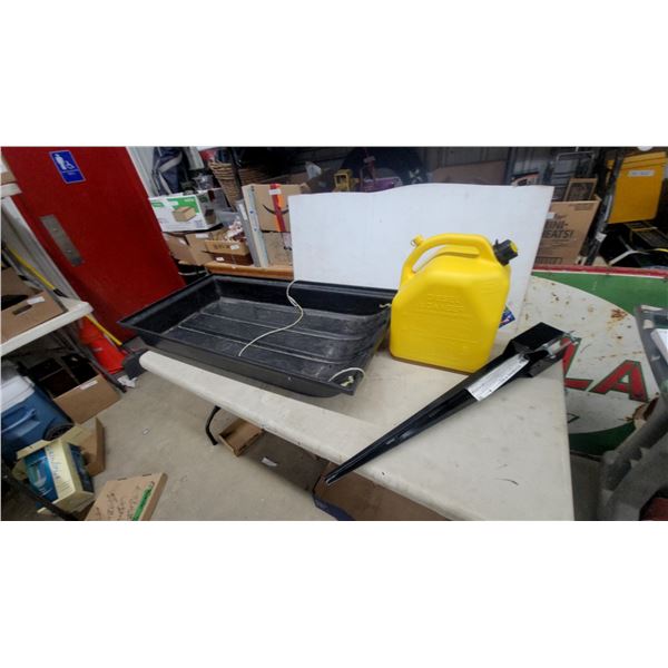 EcoSpike Ground Anchor, Diesel Fuel Can, and Plastic Utility Sled with Rope 43" Long