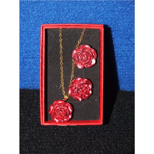Rose Necklace & Earring Set