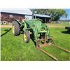 Image 3 : JD 3020 gas tractor, 65HP. 8 spd c/w 148 loader with forks & bucket, Replaced steering valve( 2025).