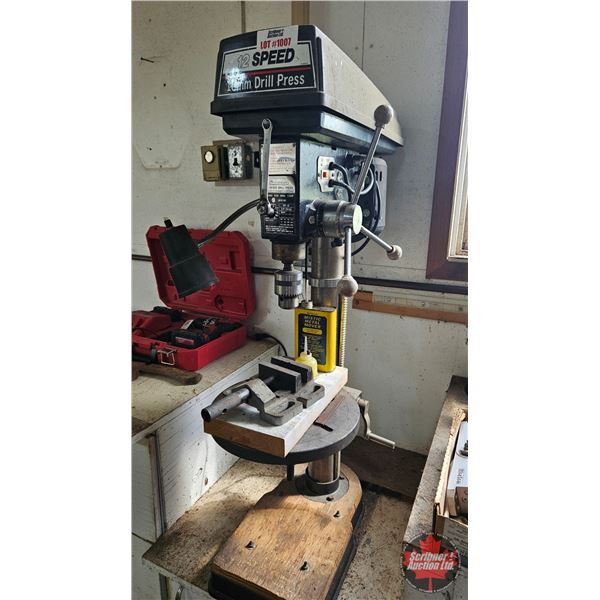 Drill Press: Solidcraft 12spd : 120v : Model KFF-16 : c/w Drill Press Vise & Cutting Fluid