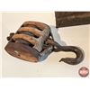 Image 3 : Antique Collector Combo: Block & Tackle Pullies (2) - Railroad  Iron ~ Embossed "1929 Oh Canada"