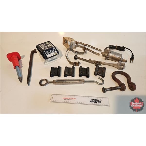 Grouping : In-Line Circulating Heater; Double Action Spring Hinges (4); Barrel Wrench; Chisel; Chain