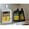 Image 2 : John Deere Supplies & Metal Cabinet Combo: - 10W30 (9 Litres Full + 2 Partial) - Air Filter - Belt -