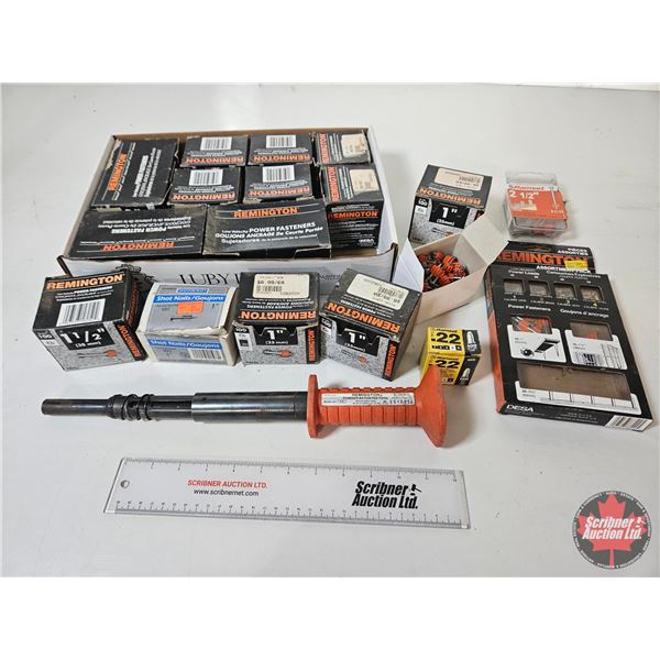 Remington Powder Actuated Tool w/Variety of Fasteners + Box of Power Loads