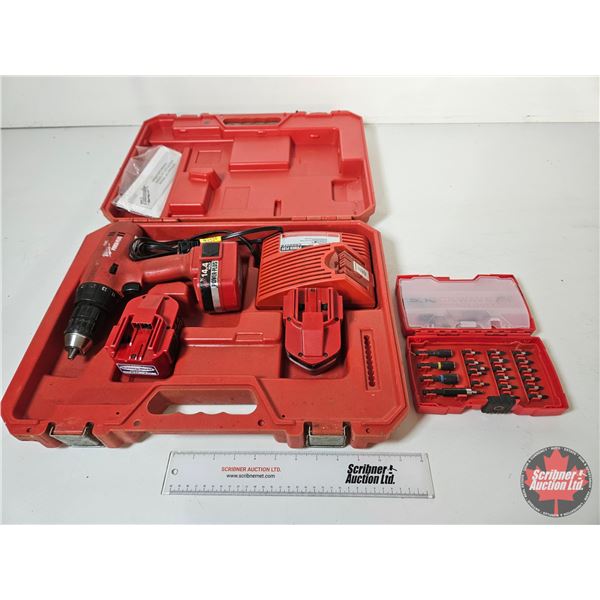 Cordless Drill Kit : Milwaukee 14.4V (c/w Bits / Charger / 3 Batteries)
