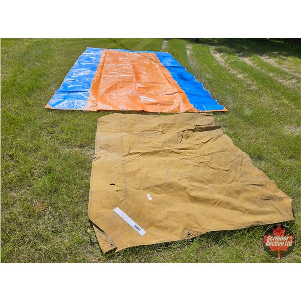 Tarps (2) : - (1) Canvas 80" x 67" - (1) Poly 17ft x 9-1/2ft