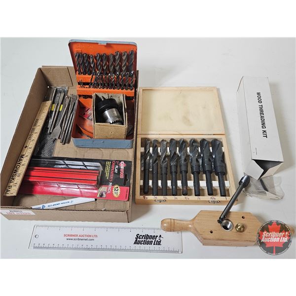 Combo : Variety Drill Bits, Wood Threading Kit, Carpenter Pencils, etc!