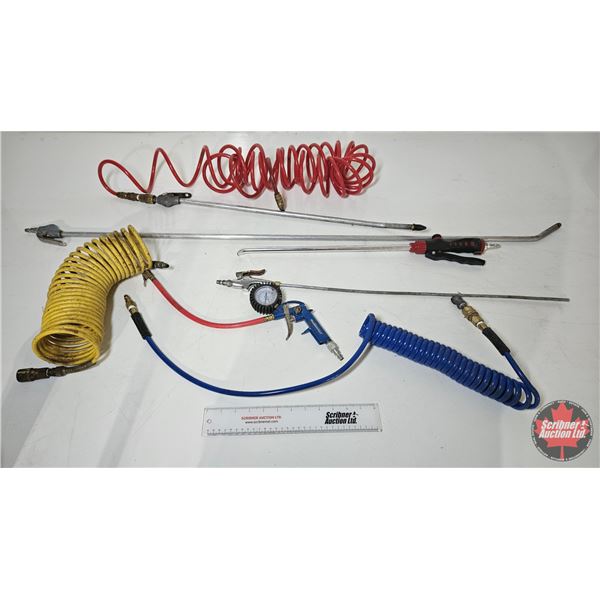 Grouping : Variety Blow Guns (7) ; Flex Hose ; Tire Filler (1)