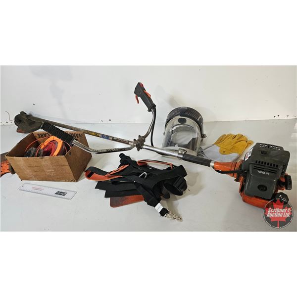 Husqvarna Weed Trimmer (Gas Powered) : 125R  c/w Face Shield, Harness, Leather Gloves