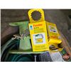 Image 4 : Wheel Barrow w/Contents: Hose; Sprinklers; Gardening Fabric; Dandelion Bar; etc