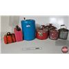 Image 1 : Variety Gas / Water Jugs-Cans (7) : - Vintage Metal Gas Cans (4) - Jerry Cans (2) - Water Jug (1)