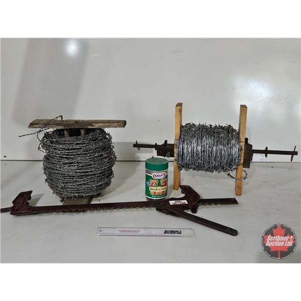 Fencing Grouping : Barbwire ; Fence Staples ; Fence Stretcher