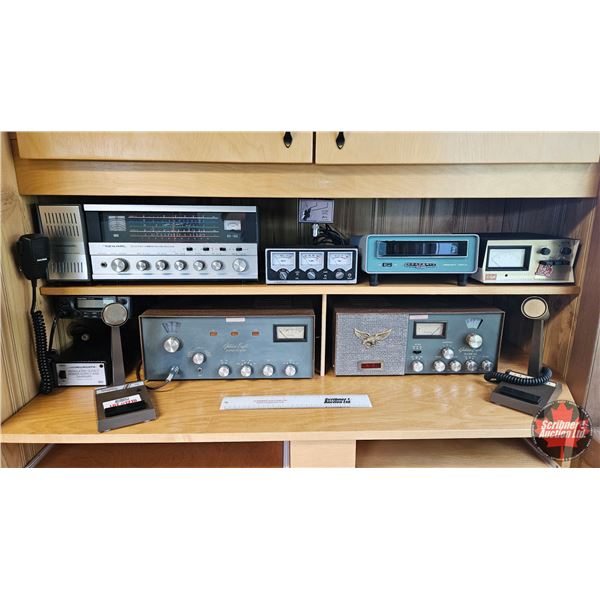 Variety of Communication Receivers : Ham Radios & Microphones