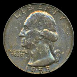 1958 Washington 25c Quarter Coin Graded PCGS MS66 Great Toning (COI-5346)