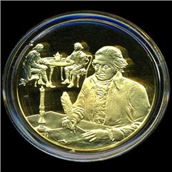 .75oz Franklin Mint PR70 DCAM 24k plated Sterling Silver Round History of the American Presidency G.