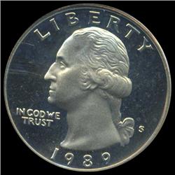 1989S Washington 25c Proof Quarter Coin Graded PCGS PR69 DCAM (COI-6352)