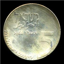 1966 Israel 5 Lirot Silver Commerative (COI-5739)