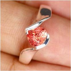 13.56ct Sterling Ring Heart Cut Orange Pink Sapphire (JEW-1841)