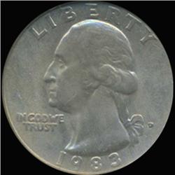 1983D Washington 25c Quarter Coin Graded GEM (COI-6894)