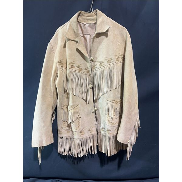 Beige Suede Fringe Western Jacket
