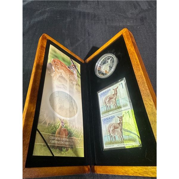 2005 Canada Deer $5 Silver Coin and Stamp Set