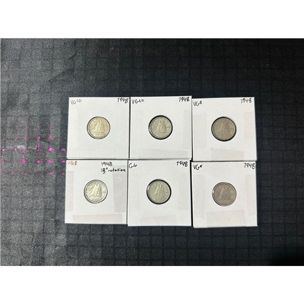 Rare 1948 Canadian 80% Silver Dimes, 13.38g