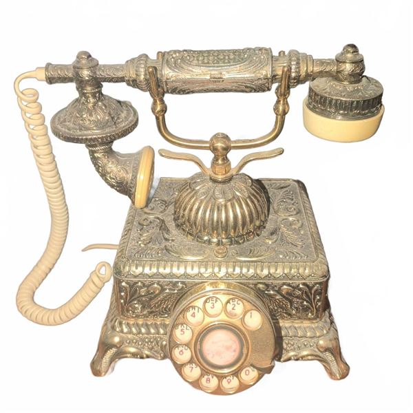 Ornate Antique Brass Rotary Telephone