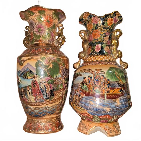 Japanese Satsuma Style Ceramic Vases