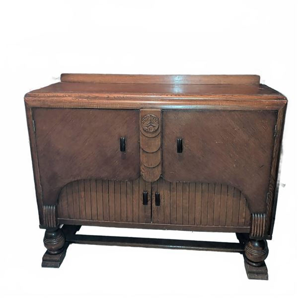 Cherry Oak Credenza with Carved Details
