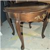 Image 1 : Wood Oval Side Table with Drawer and Brass Hardware