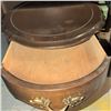 Image 5 : Wood Oval Side Table with Drawer and Brass Hardware