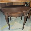 Image 7 : Wood Oval Side Table with Drawer and Brass Hardware