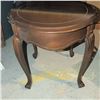 Image 8 : Wood Oval Side Table with Drawer and Brass Hardware
