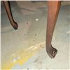 Image 9 : Wood Oval Side Table with Drawer and Brass Hardware