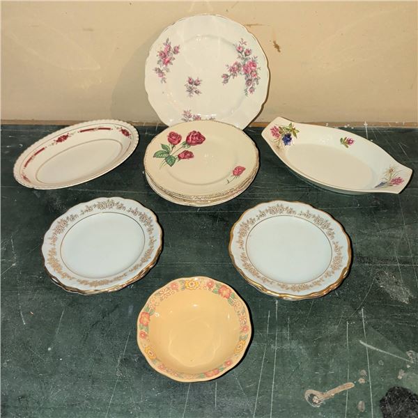 Collection of Mismatched Decorative China Plates