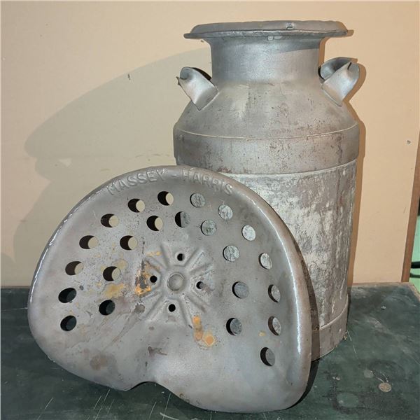 Massey-Harris Tractor Seat w/ Metal Milk Vessel