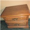 Image 3 : Vintage Two-Drawer Nightstand with Brass Pulls