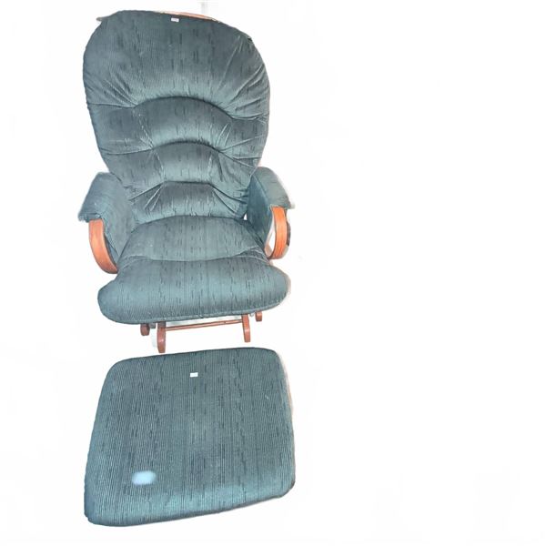 Wood Frame Upholstered Glider w/ Ottoman Glider