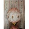 Image 2 : Pink Glass Hurricane Lamp with Floral Design