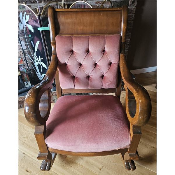 Tufted Upholstered Wooden Armchair